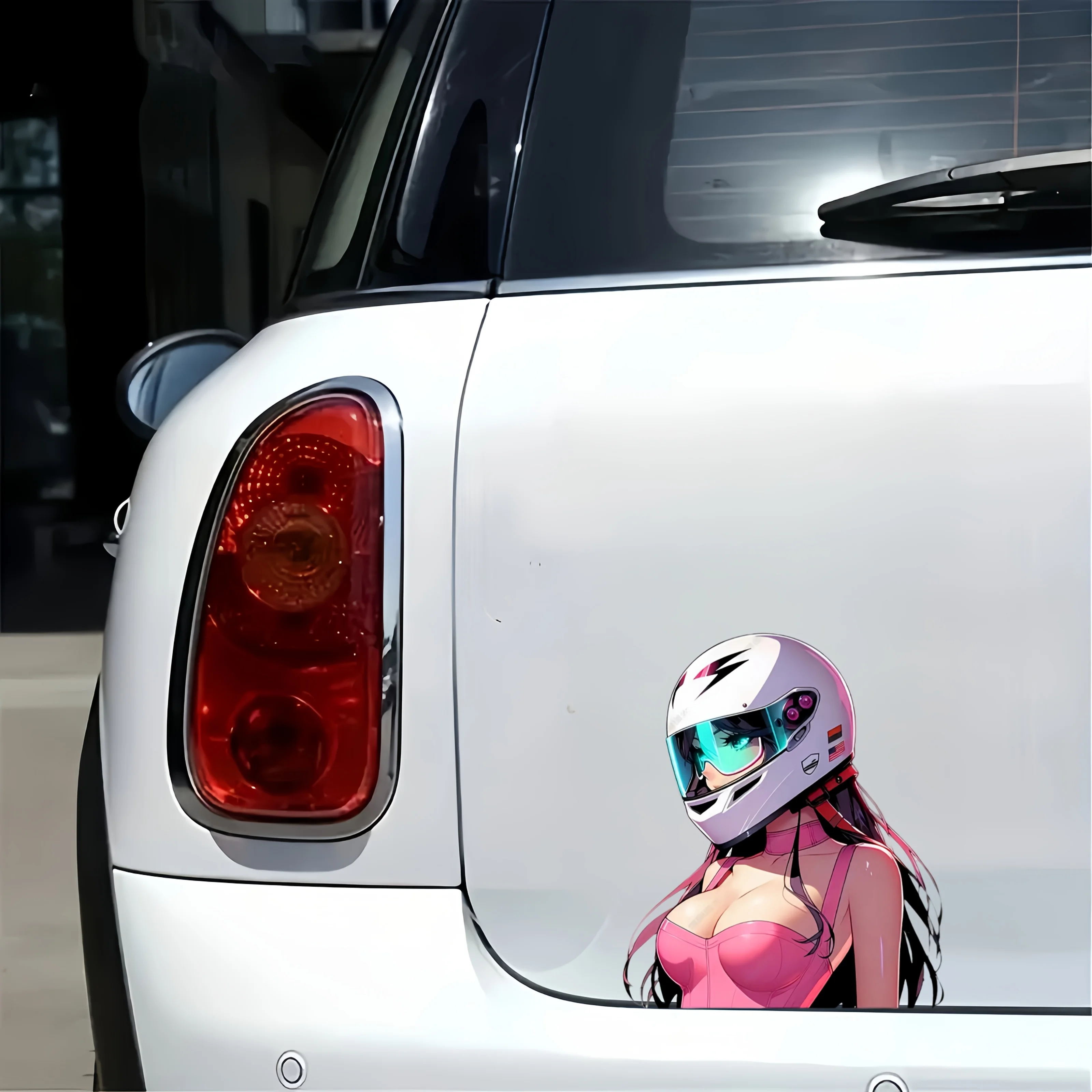 1PC Eye-Catching Anime Girl Racer Vinyl Sticker Waterproof Decal Bicycle Car Motorcycle Laptop Luggage Exterior Styling Decal view 2