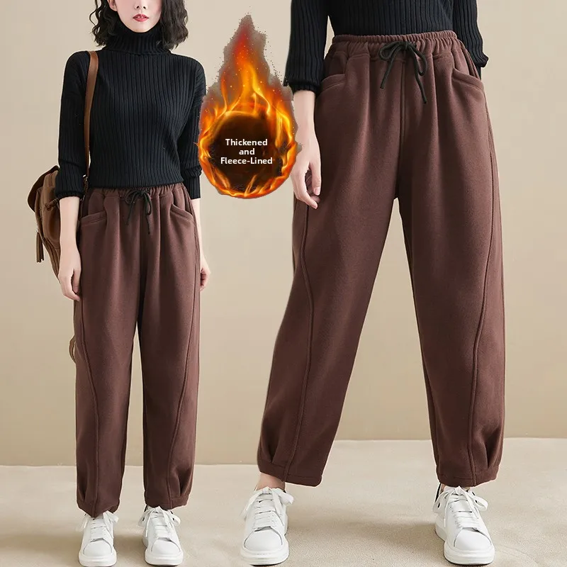 Thiened Fce, ropa de trabajo informal holgada de invierno para mujer, pantalones Harlan deportivos, pantalones largos de mezcla de algodón Harajuku Sle