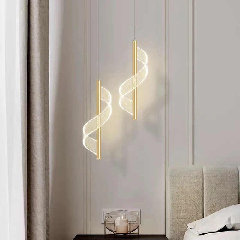 Bedroom Bedside Pendant light Acrylic Spiral modern simple Nordic luxury Drop lamps Home and Interior Decoration Lighting Fixtur