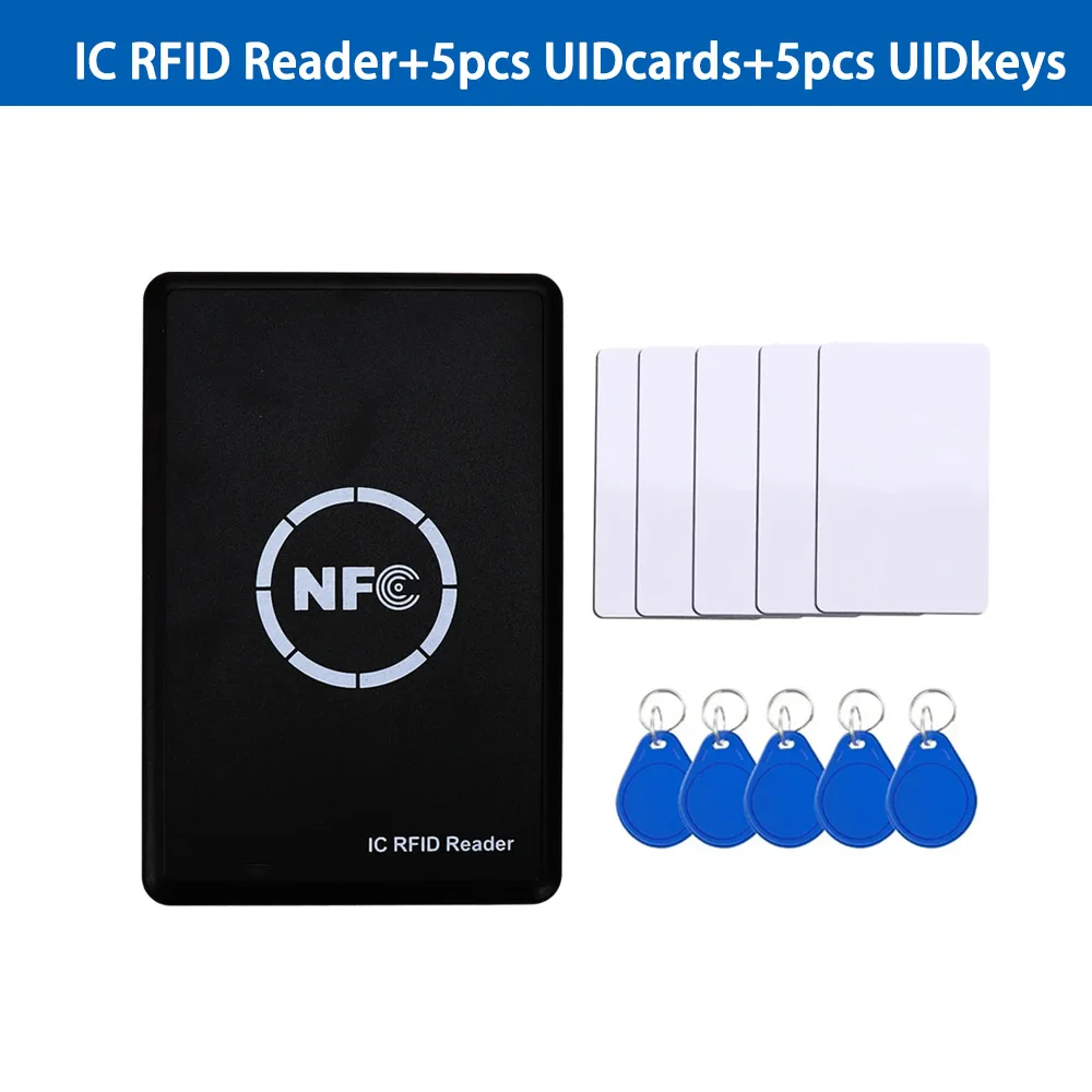 เครื่องทำสำเนาเครื่องอ่านการ์ดอัจฉริยะ NFC เครื่องทำสำเนา RFID 13.56MHz USB โปรแกรมเมอร์คีย์ fobs การ์ด IC UID S50 MF ISO14443A แท็ก