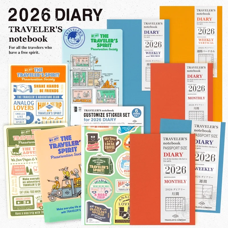 2026-tn-traveler's-notebook-refill-trc-weekly-monthly-planner-agenda-backing-board-storage-folder-hand-account-insert