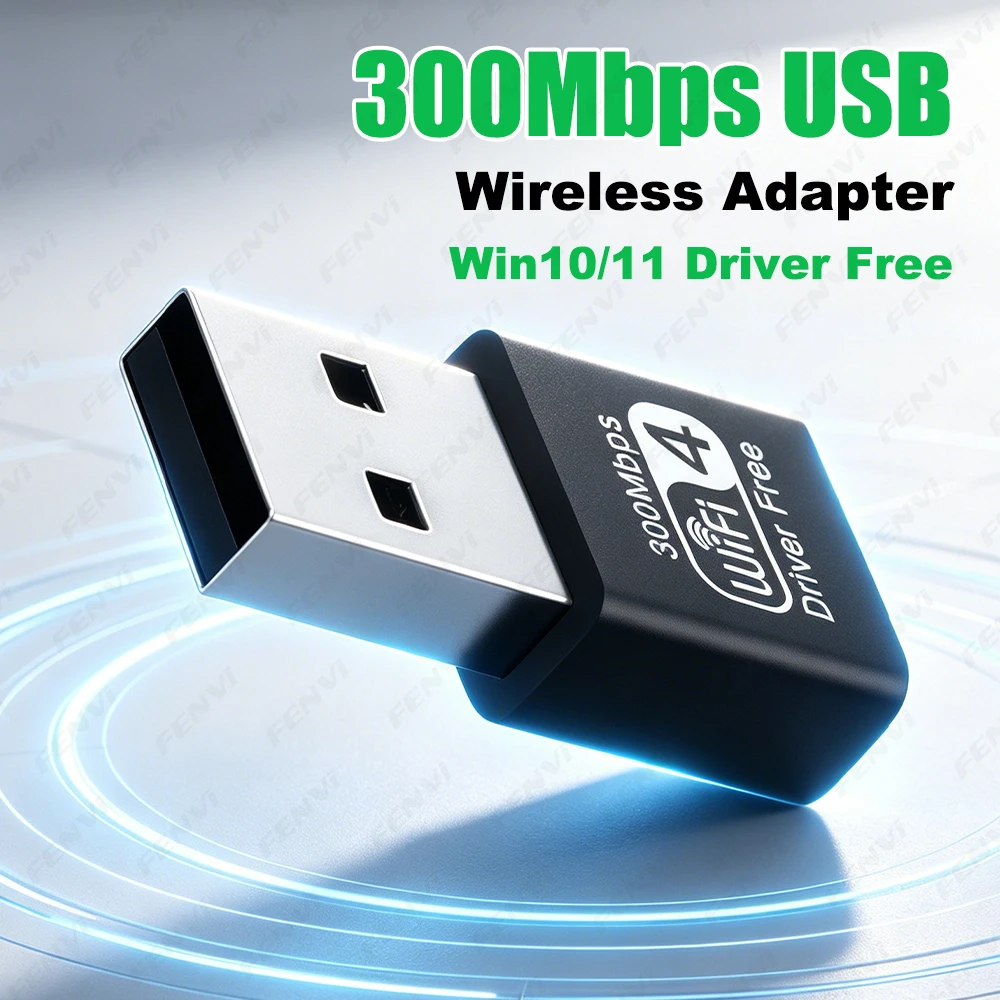 300M WiFi USB Adapter Wireless Network Card 2.4GHz 802.11b/g/n Driver Free Plug and Play for Windows 11/10/8/7 PC Laptop Desktop