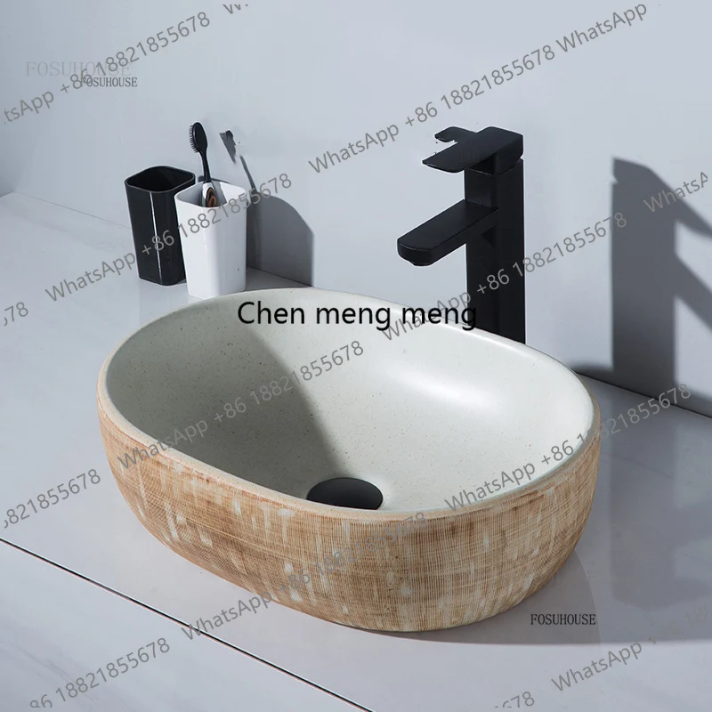 

Modern Bathroom Sinks Simple Toilet Wash Basins home Oval WashBasin Ceramic Above Counter Basin Light Luxury Kitchen Accessories