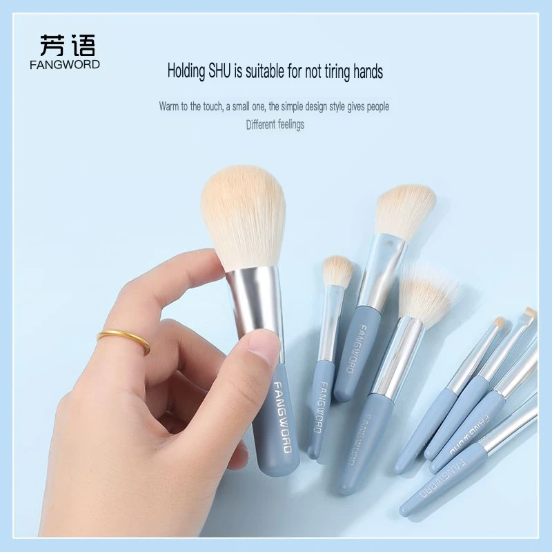 Ultra-Soft 8-Piece Mini Portable Makeup Brush Set with Storage Bag Essential for Business Trips