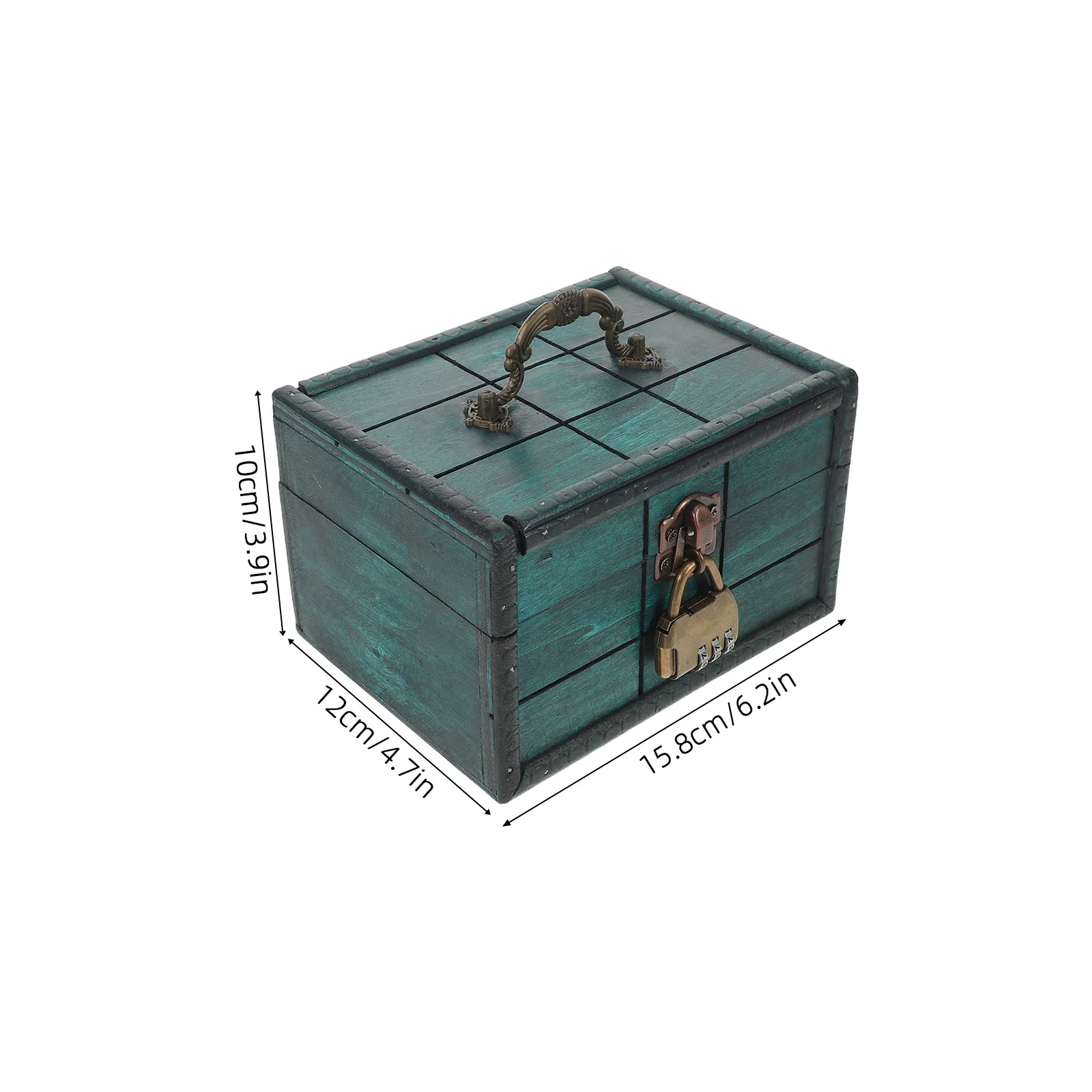 1Set Vintage Wooden Treasure Chest Lockable Wood Jewelry Box Decorative Storage Chest Organizer for Women Trinkets Desktop