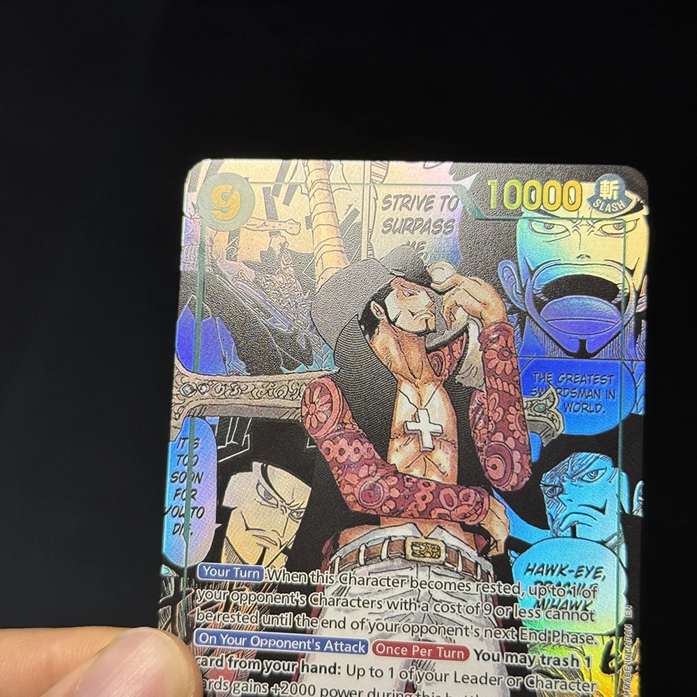 4PCS One Piece English OPCG Dracule Mihawk OP14-119 Rare Character Foil Texture Proxy Game Cards high quality Collectible Gifts