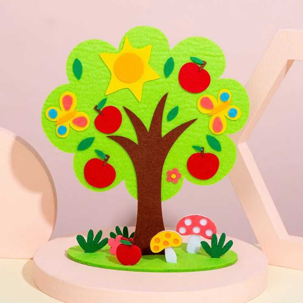 Non-Woven Fabric DIY Craft Kit Polyester Material 3D Design Felt Tree Kit Vibrant Colors Handmade Assembly Seasonal Tree Decor