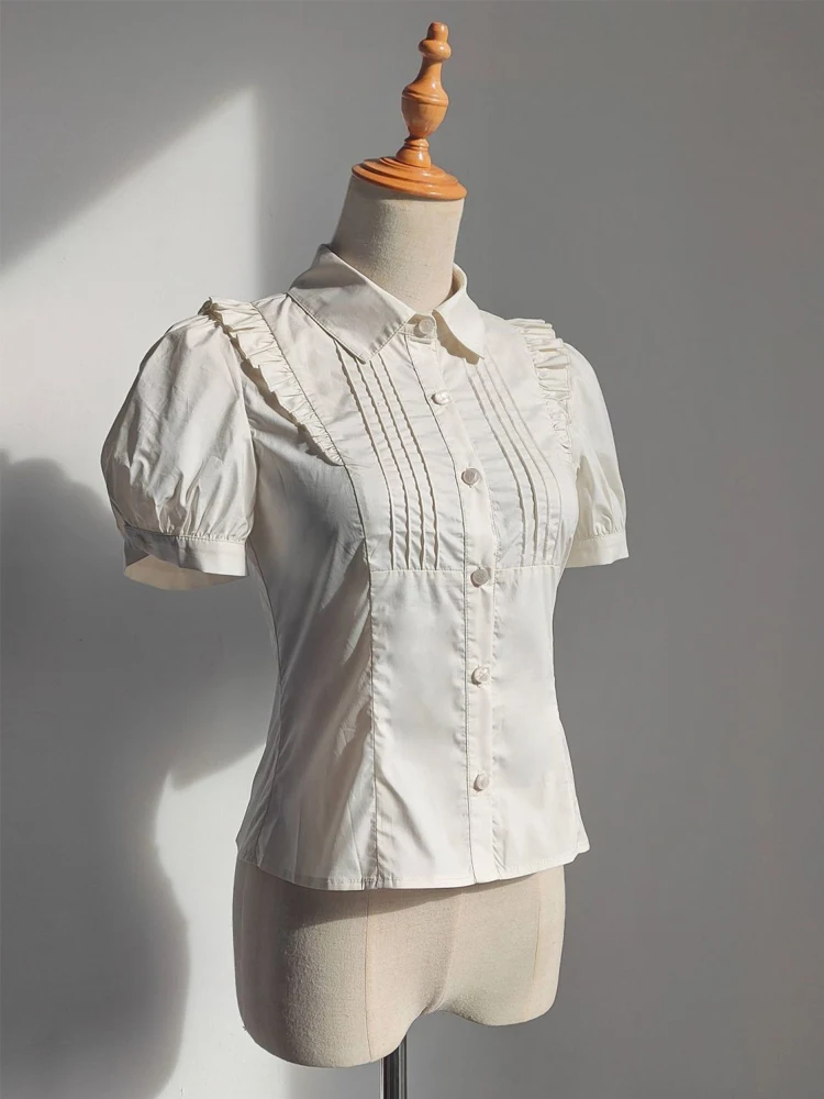 

Zadily 2022, летние женские белые рубашки в стиле Лолиты с короткими рукавами, кавайный кардиган на пуговицах, женская одежда, топы для косплея