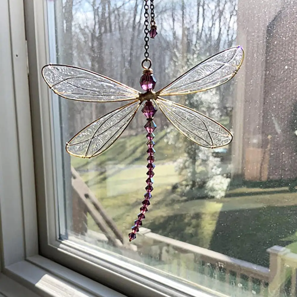 Dragonfly Crystal Suncatcher Garden Wind Chimes, Creative Metal Wing, Butterfly, Home Decor, Window, Car Ornaments, House Decora