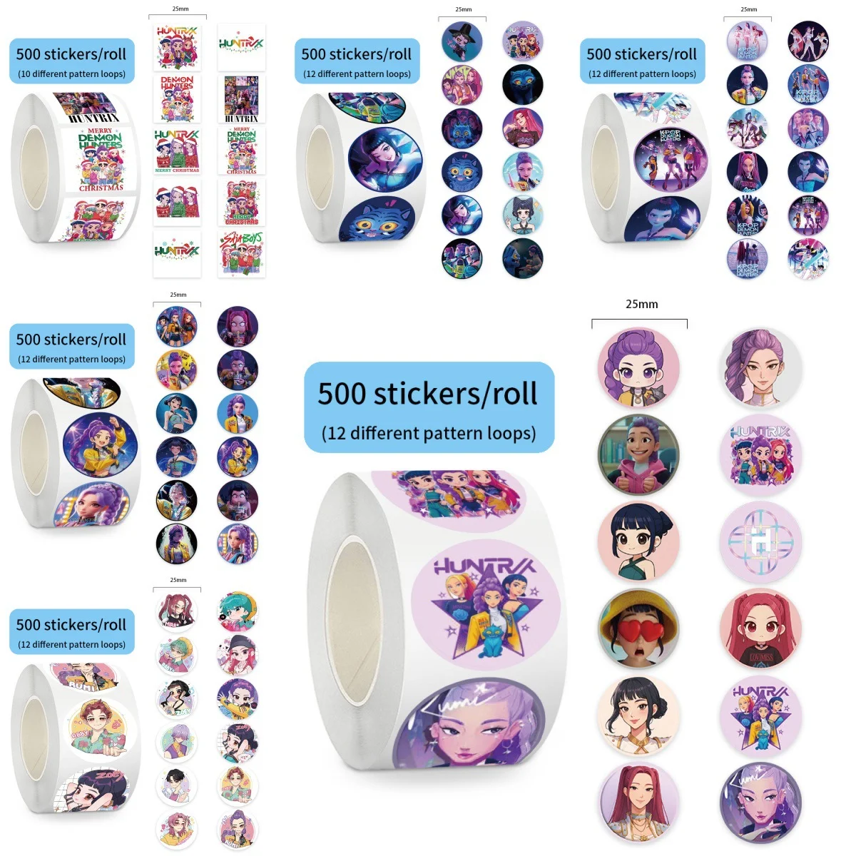 

500Pcs Roll Popular Anime KPop Stickers Tiger Theme DIY Waterproof Decals for Scrapbook Phone Luggage Skateboard Laptop Decor