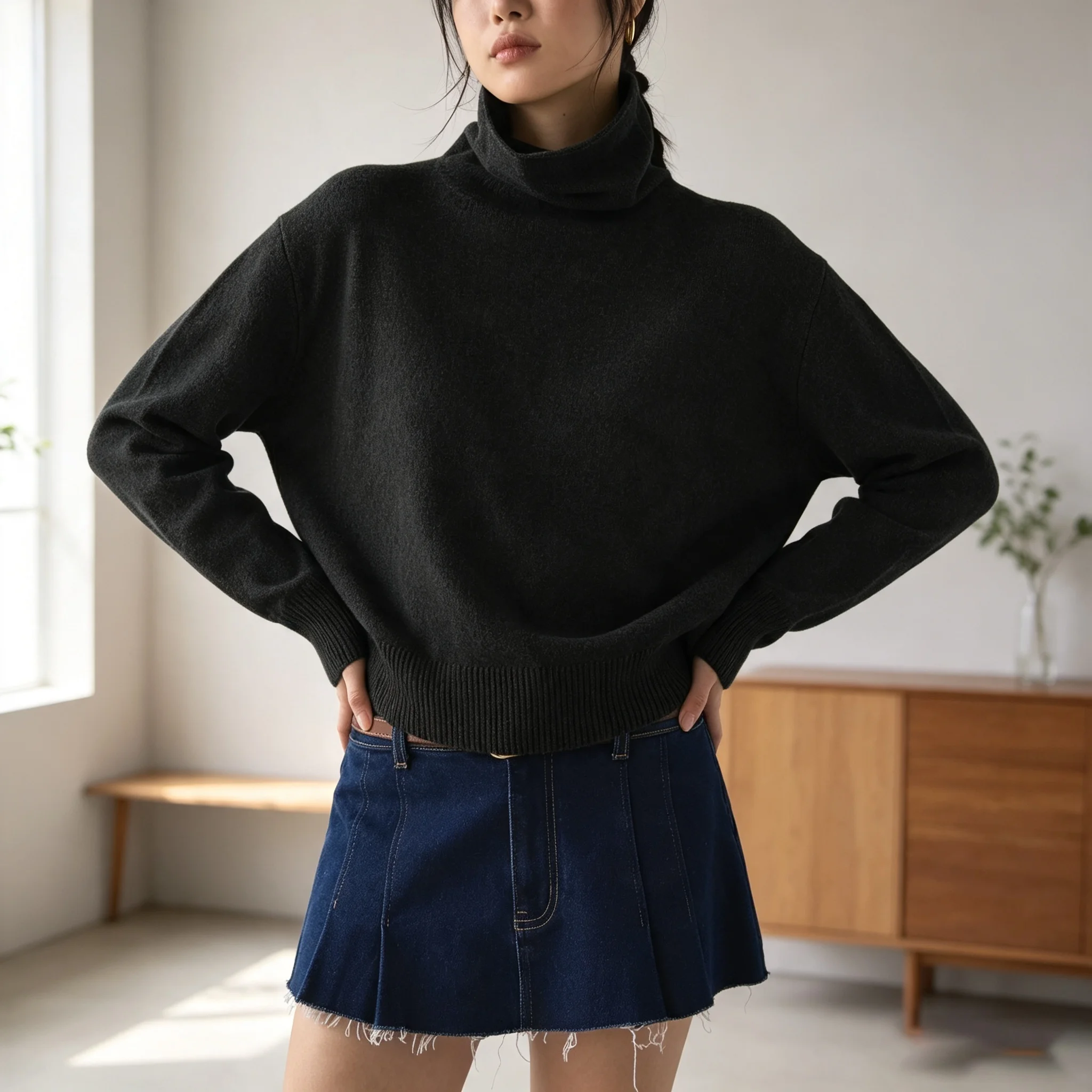 Solid Color Blouse Women Cropped Sweater Short Sleeve Design Polyester Fabric Medium Elasticity Regular Length