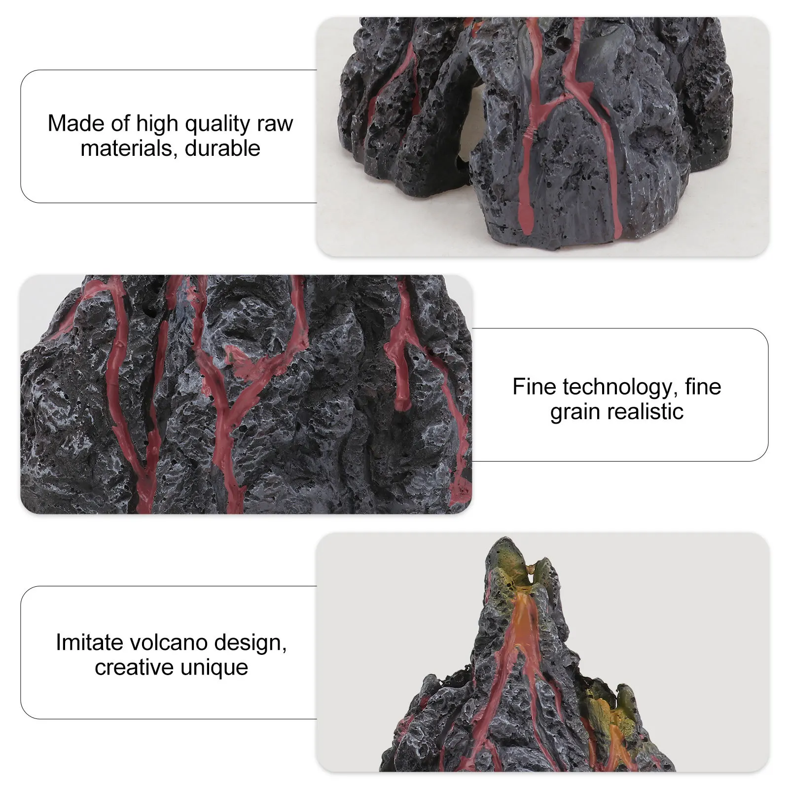 2Pcs Fireproof Simulation Volcano Resin Ornament Creative Fish Tank Accessory Landscape Decor Imitation Volcano
