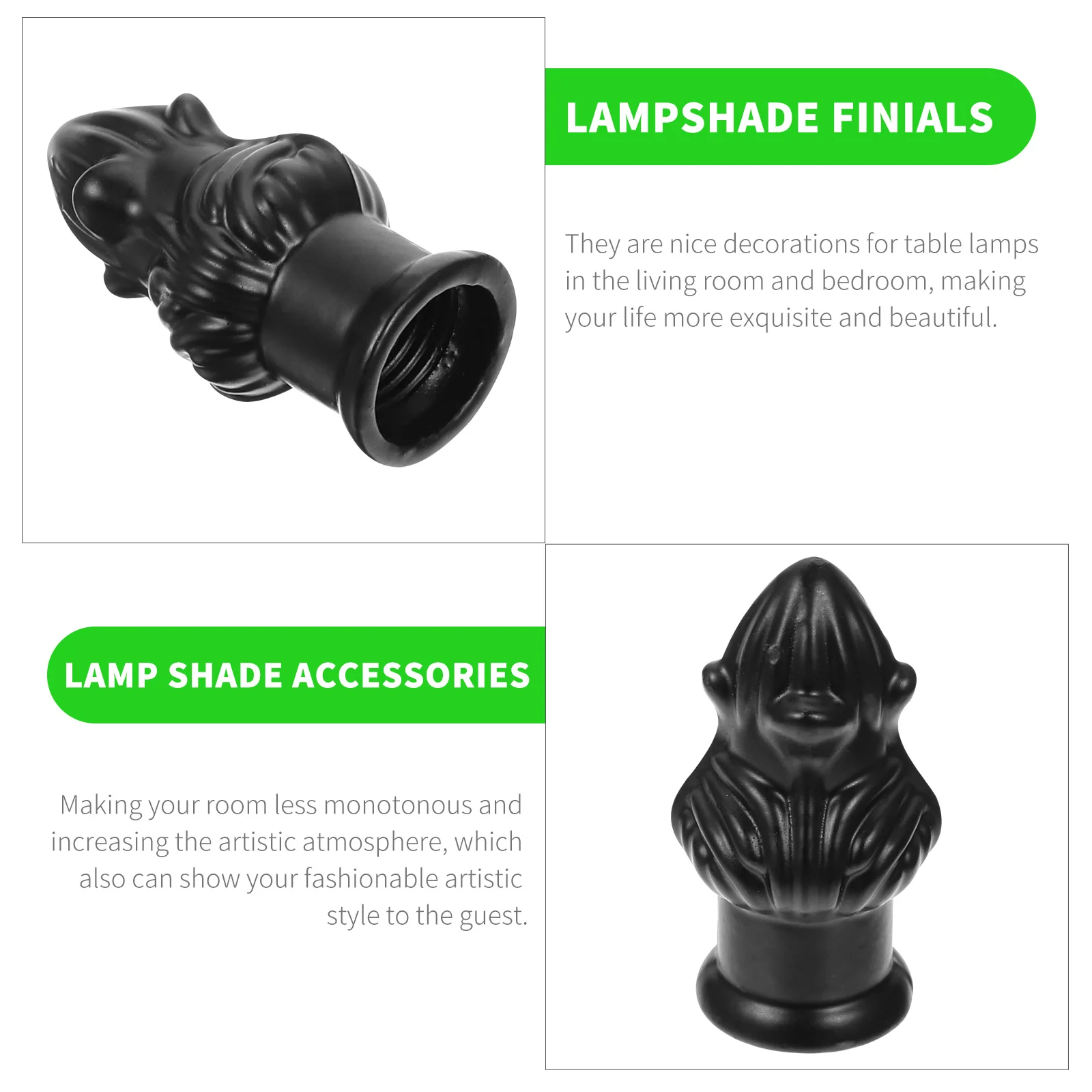 2 PCS Floor Lamp Finials Shade Knob Decor Creative Caps European Style Black Decorations