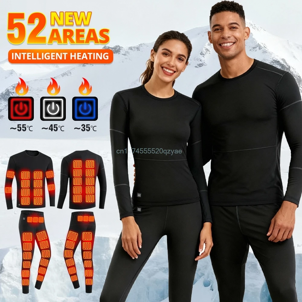 

52 Areas Heated Underwear Skiing Suit Winter Thermal Heated Vest Skiwear USB Electric Heating Fleece Electric Heating Clothing