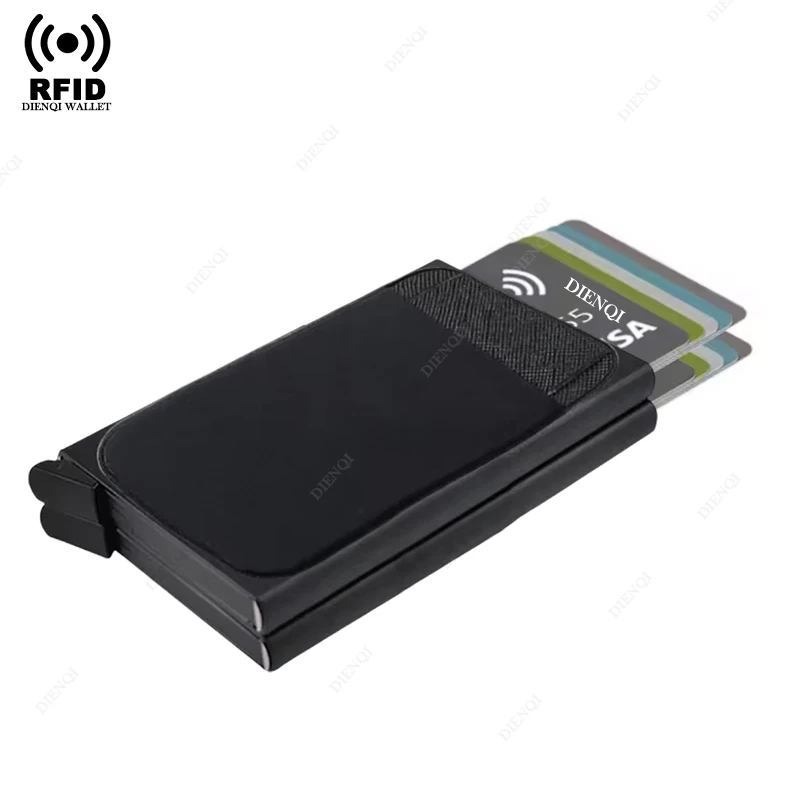

Automatic Pop Up Wallet Aluminum Double Card Case RFID Credit Card Holder Minimalist Metal Wallet Hold 12 Cards Wallet for Men