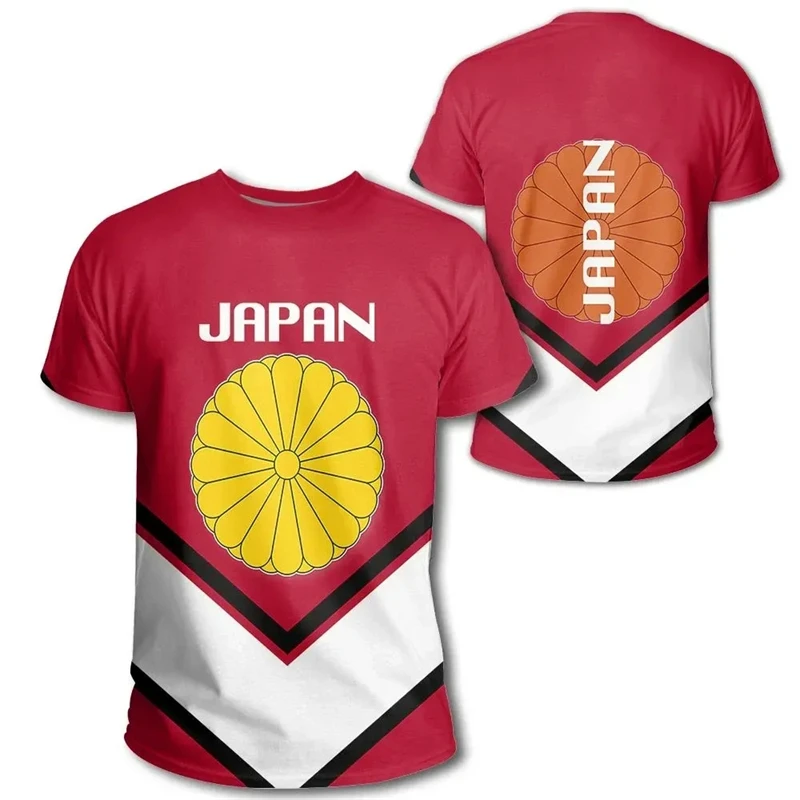 Summer Daily Casual Japan Flag Pattern Tshirt For Men Clothing Japanese National Emblem 3D Printing Tee Shirts Fitness Gym Tops