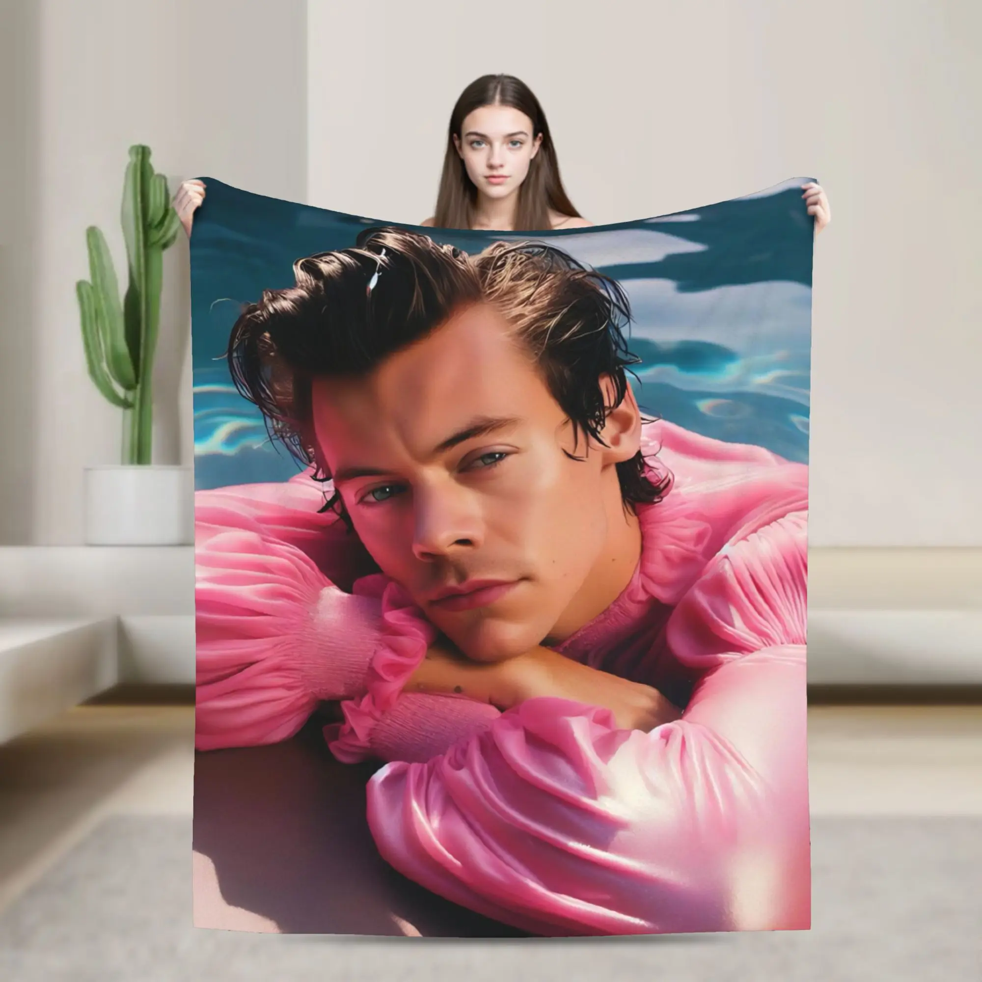 Kiss All The Time Pink Knitted Blankets Harrys Music Styles Flannel Throw Blankets Summer Air Conditioning Personalised Bedsprea