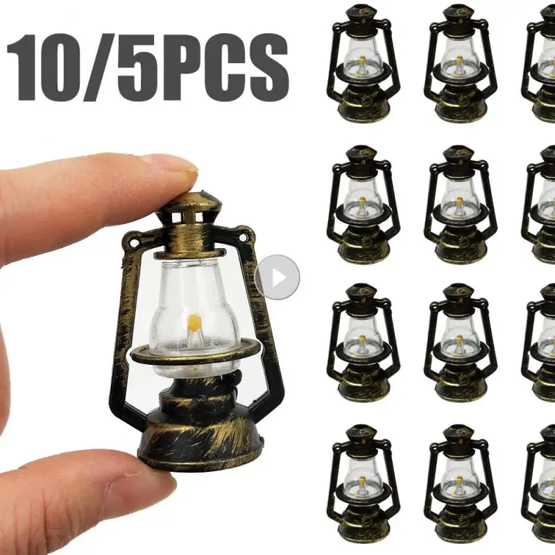 5/10PCS 37x54mm Miniature Oil Lamp Ornaments Fairy Garden AccessoriesHome Decoration Scale Mini Kerosene Lantern Decor Crafts