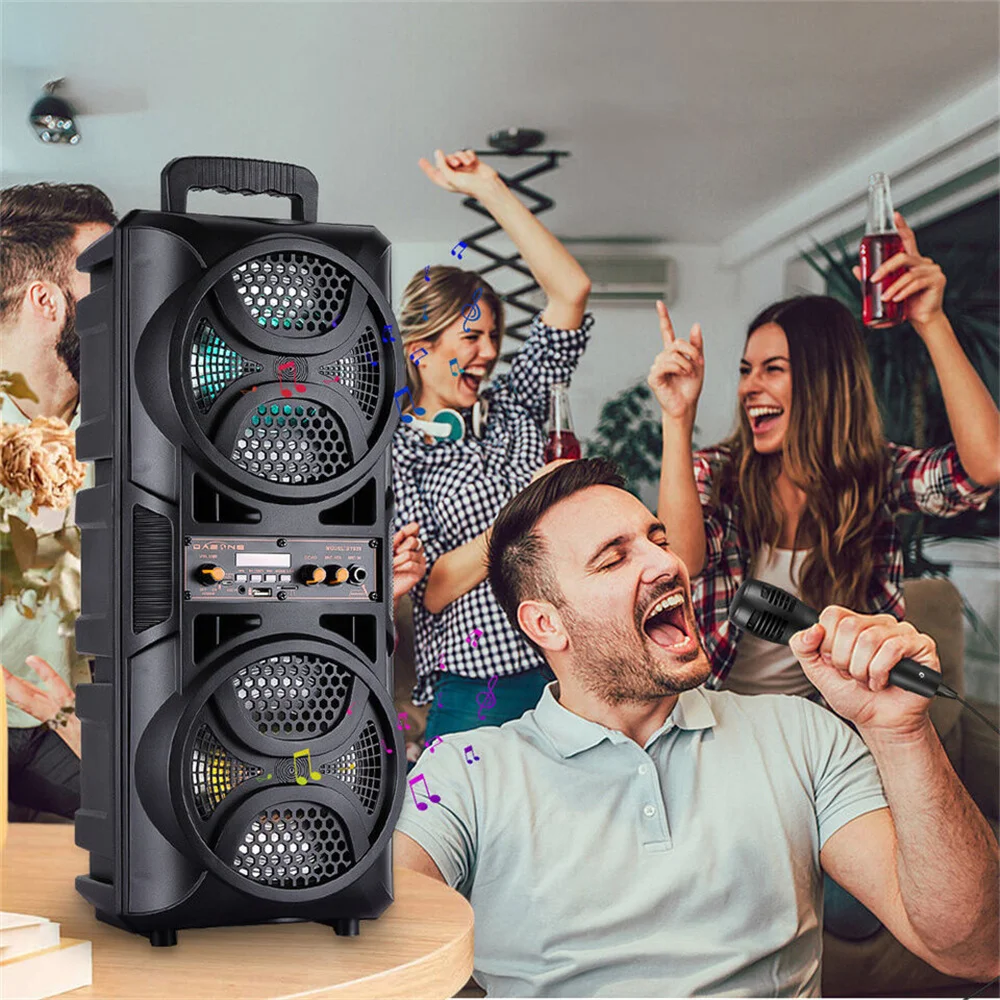 مكبر صوت بخاصية البلوتوث محمول بقدرة 3000 وات، نظام صوت جهير ثقيل للحفلات DJ كاريوكي عن بعد وميكروفون