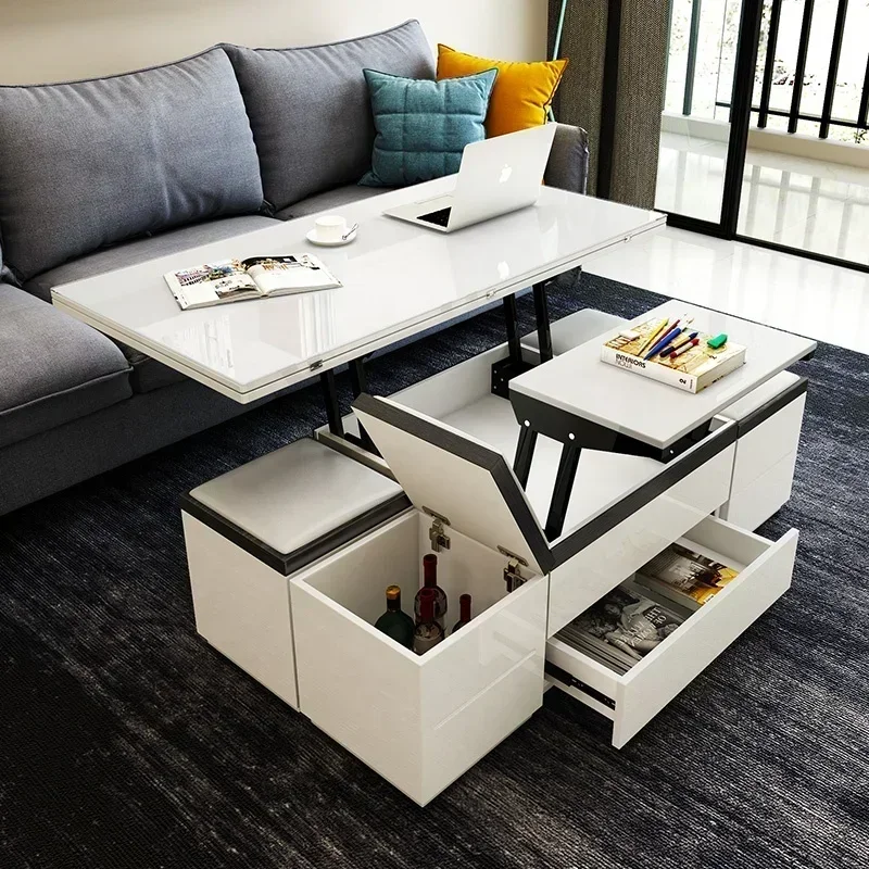 Lift up Multifunction Adjustable Convertible Dining Table Smart Coffee Table