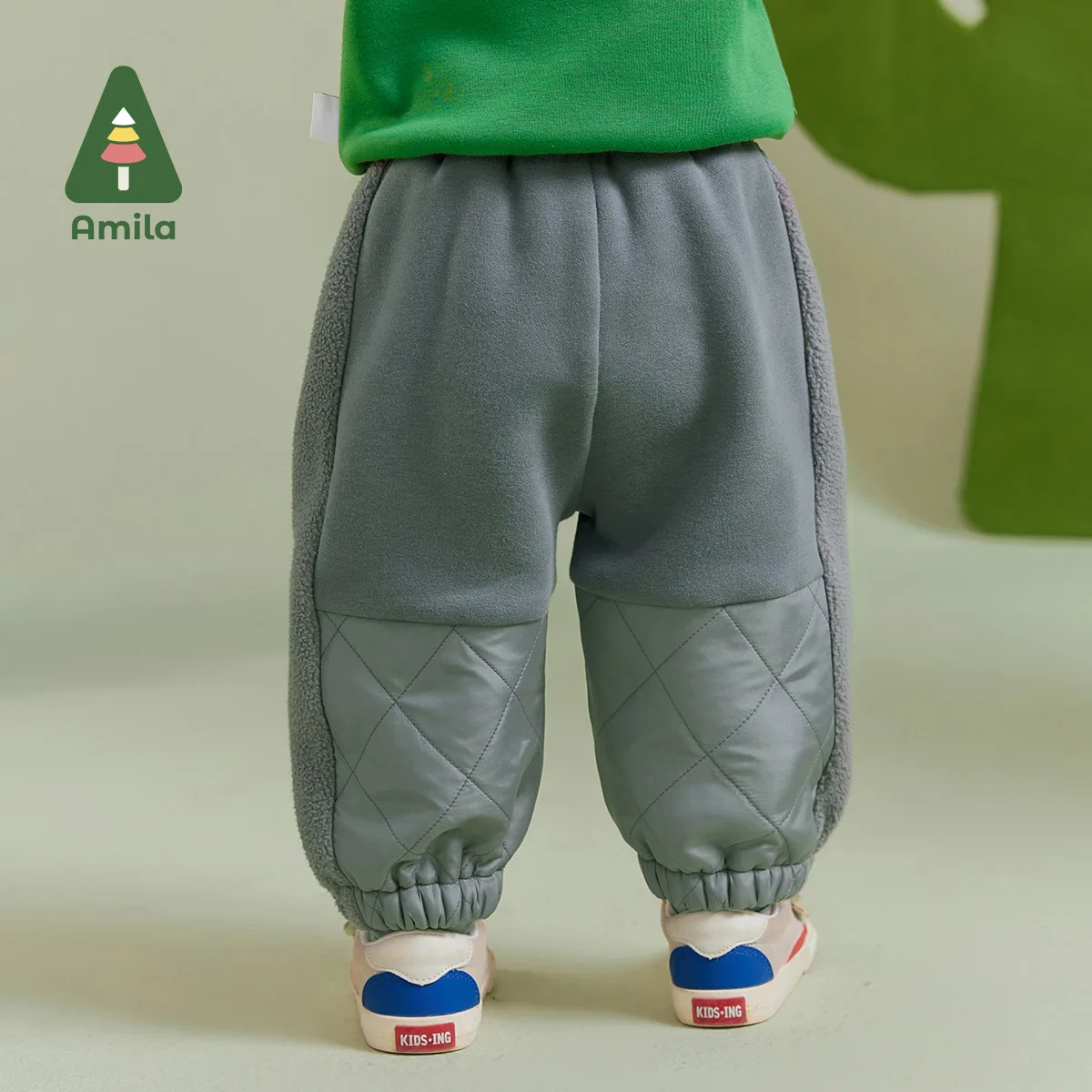 Amila Baby Boy Casual Pants 2024 Winter New Multicolour Fleecing Soft Cosy Knitted Fabric   Baby Clothing