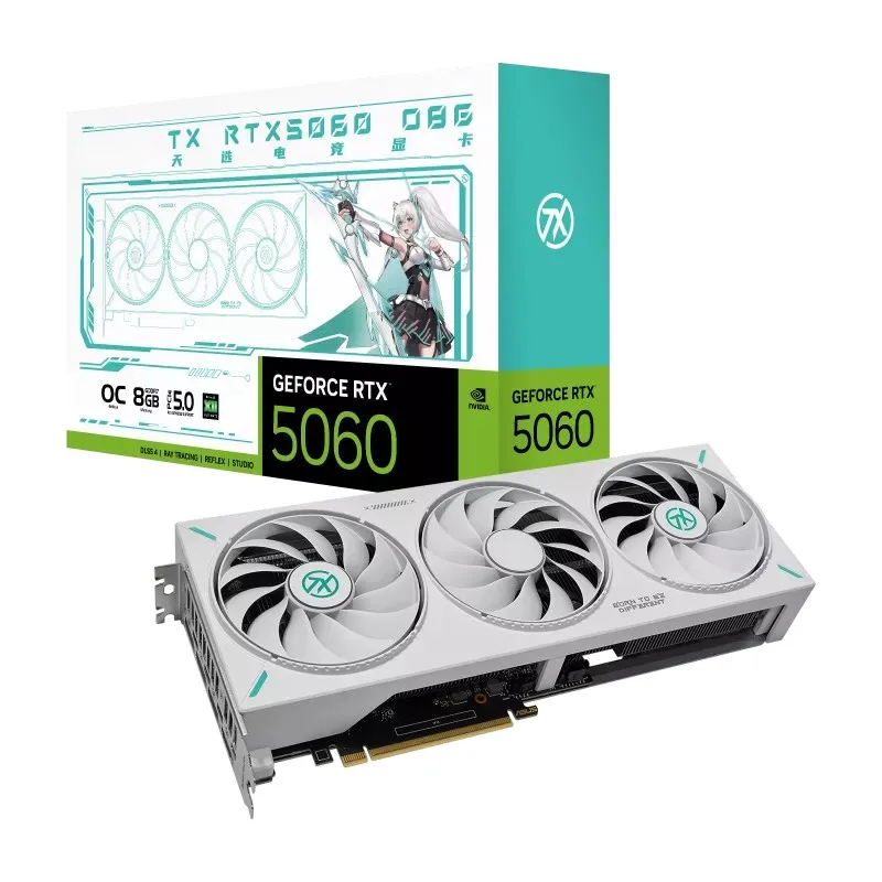 Good TX GeForce RTX 5060 8GB OC GDDR7 DLSS4 Gaming Video Cards Triple Fan Cooler GPU for Gaming Desktop