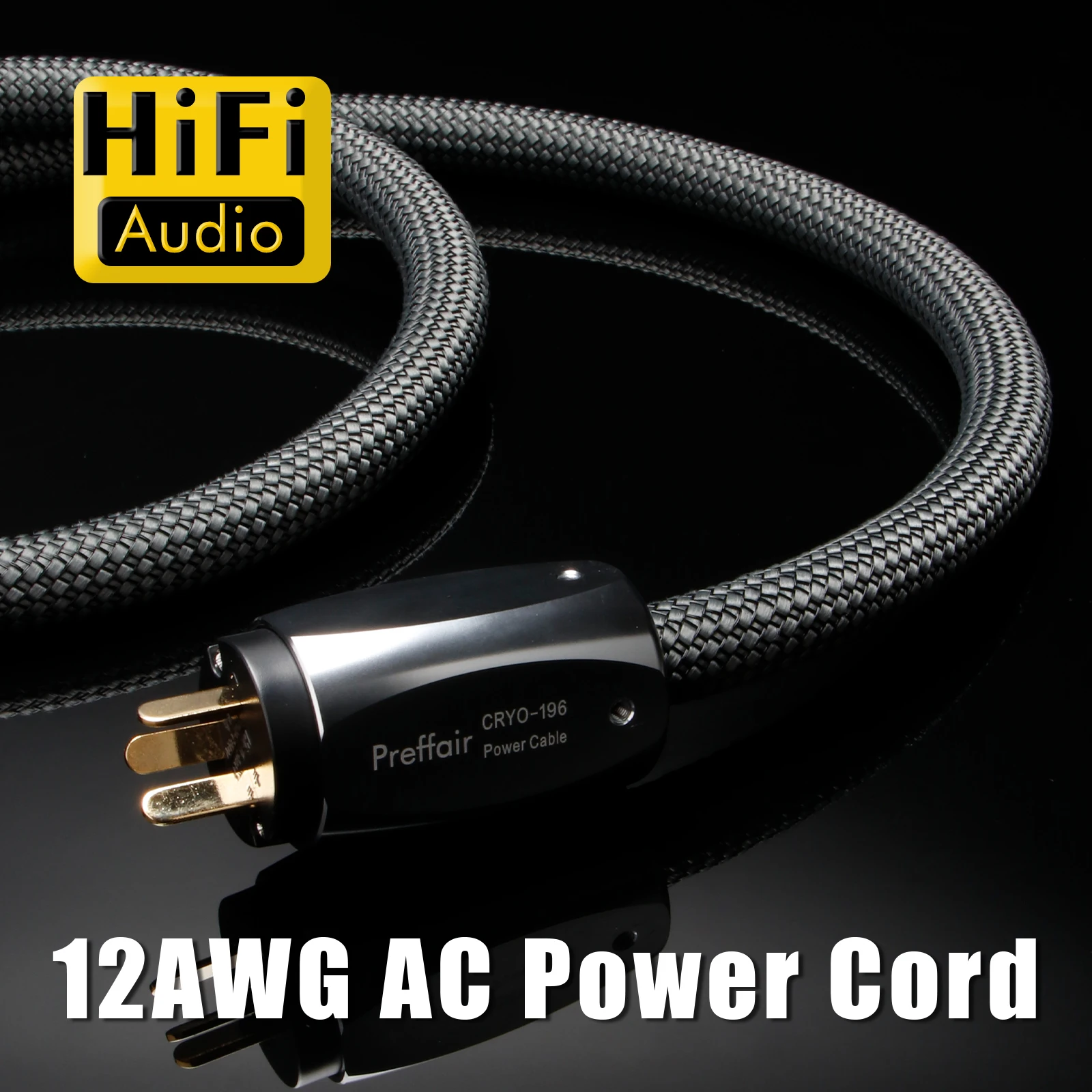 HIFI CRYO196 Stromkabel US/EU/AU Audiophiles Netzkabel für Verstärker CD-Player EU-Stromleitung Grünes Geflecht Hifi-Stromkabel – Detail 4