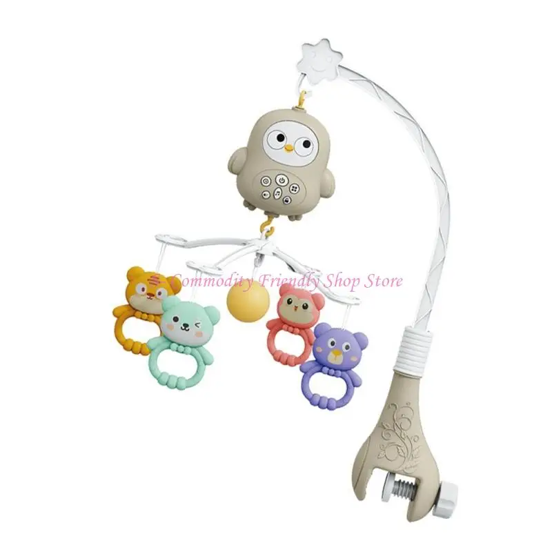 لعبة معلقة لسرير الأطفال المحمول بموسيقى حضانة الأطفال 85AE مع خشخشة دوارة بصوت مهدئ #3