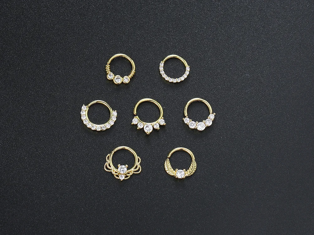 1PC Nase Ringe für Frauen Punk Gothic Micro-set Zirkon Knorpel Daith Ohrringe Septum Ring Körper Ohr Piercing schmuck KAE133 – Detail 6