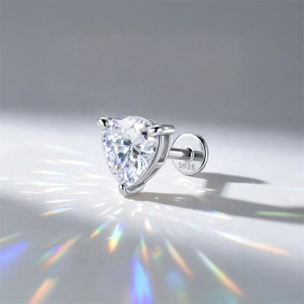 AIDE 925 Sterling Silber Klassischer Moissanit-Ohrstecker mit flacher Rückseite für Damen, 1 Karat, geometrische Form, Hochzeitsschmuck – Detail 24