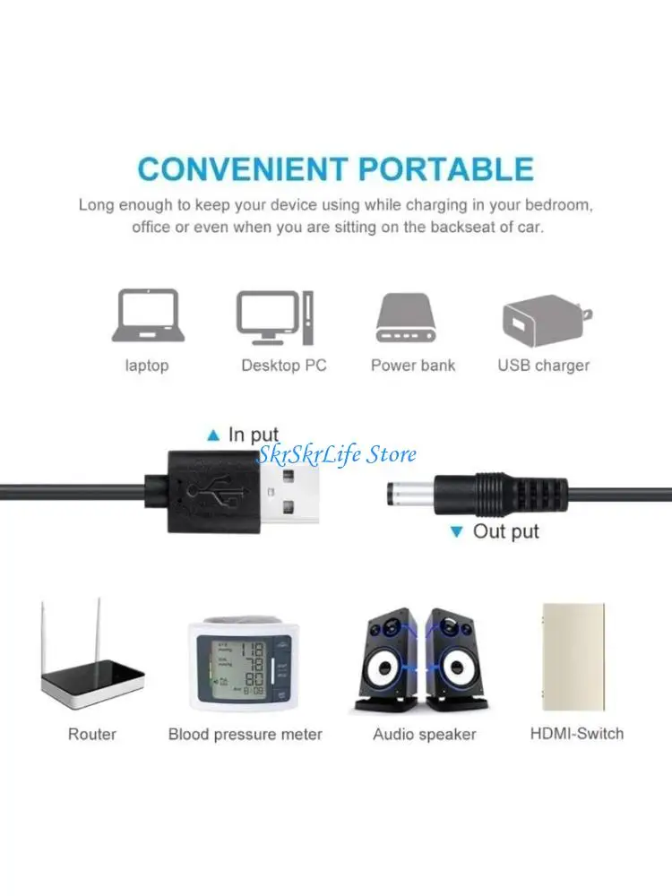 

E65E USB 5V to DC5521 USB to DC5.5x2.1mm Charging Cable 5V 5.5x2.1mm 8 Connecters