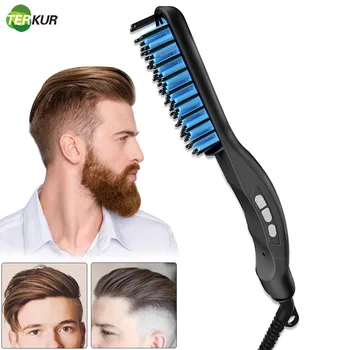 Image Hair Straight Brush Beard Comb Men Women Anti-scald LCD   Brushes Ceramic Roll Hot Combs ener 360 Rotatable