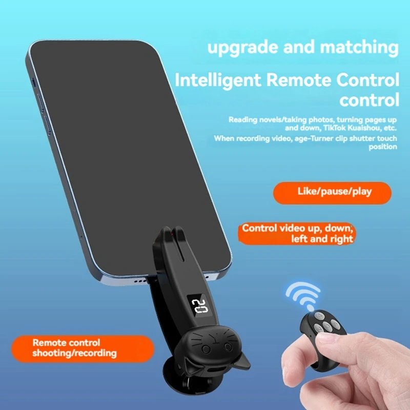 리모컨 페이지 뒤집게 E-리더 컨트롤러, 블루투스 전화 화면, 자동 리모콘, 라이브 스트리밍용 카메라 셔터-WMAN
