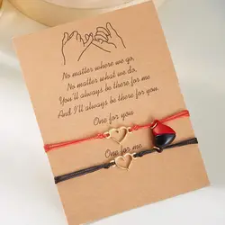 Fashion Love Heart Magnetic Matching Couple Bracelets for Women Men Lucky Red Adjustable Rope Chain Bracelet Friendship Jewelry