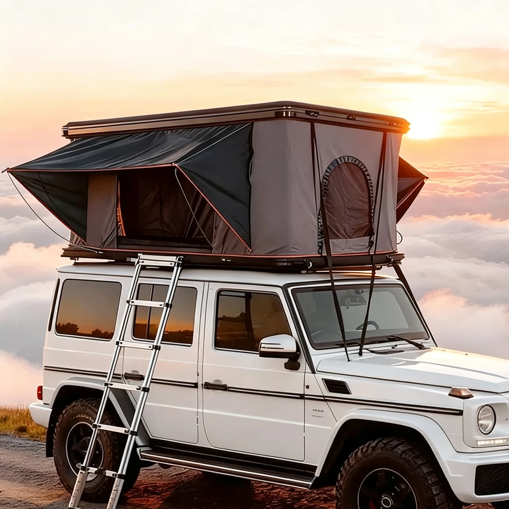 Premium Aluminum Alloy Rooftop Tent Low Profile 18cm Quick Setup For Pickup Truck Overland Camping Accessories
