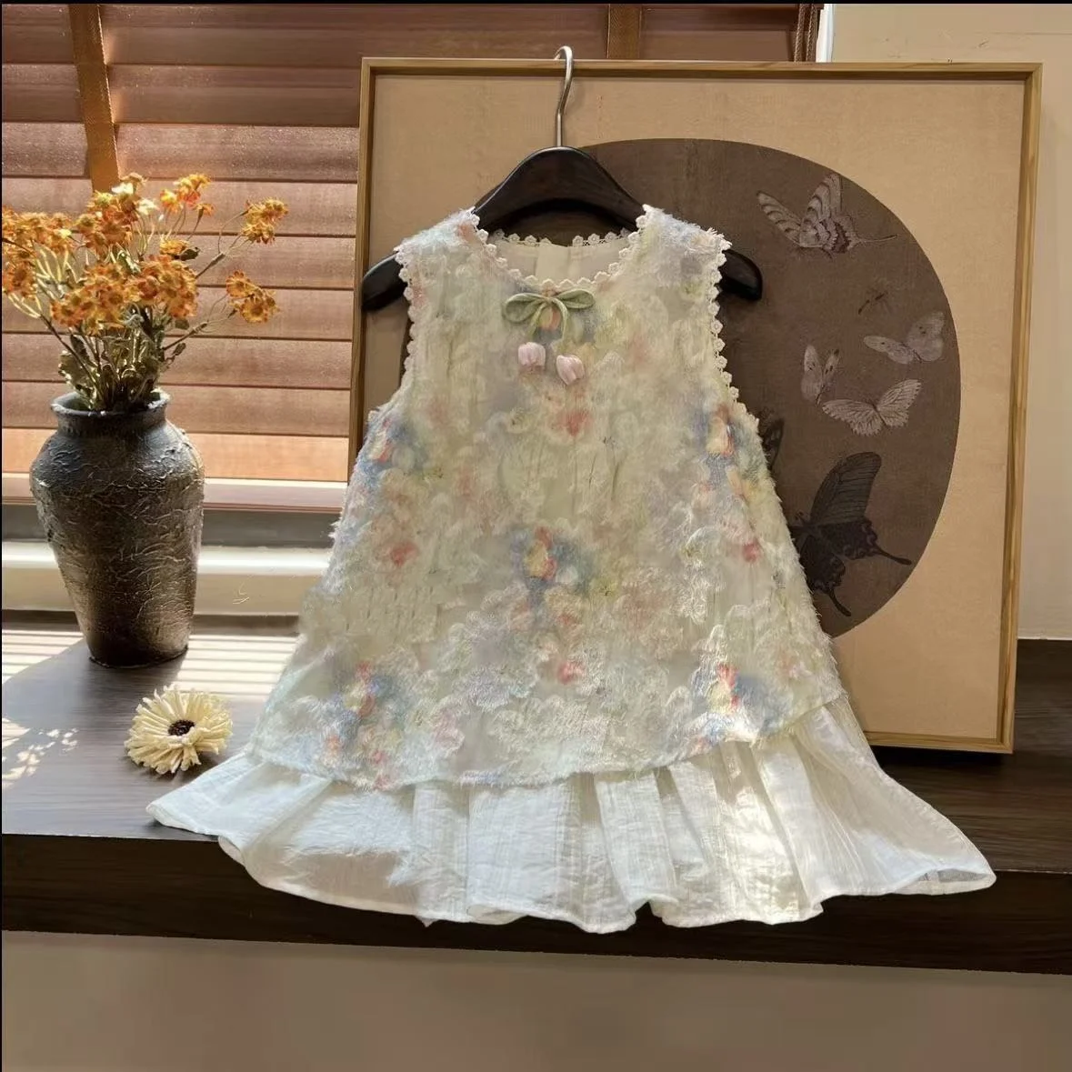

Girl's Summer Dress 2025 New Korean Version Floral Princess Dress Sleeveless Foreign-style Vest Cotton Skirt Tide 90-150cm