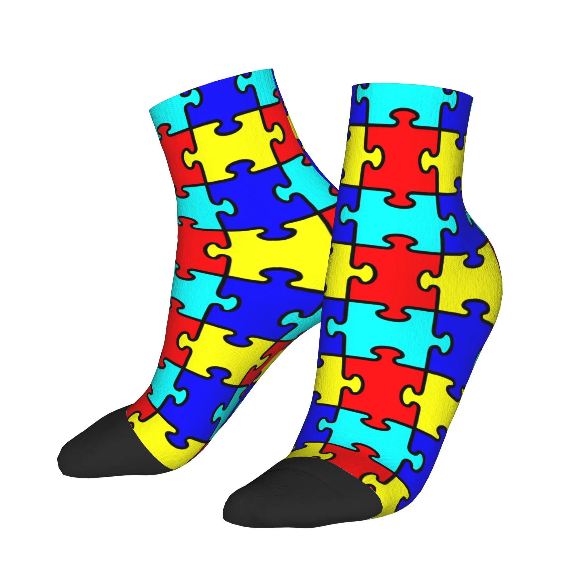 

Simple Grid Autism Awareness Puzzle Ankle Socks Anti-Slip Comfortable Climbing Socks For Adults Men Autumn Novelty Custom Sock