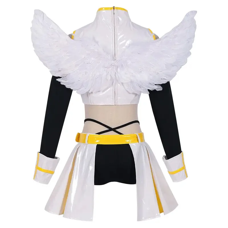 2025 22 아리엘 아리아 키사키 코스프레 의상 스커트 탑 애니메이션 2.5차원 유혹 풀세트 날개 섹시 가죽 라텍스 할로윈