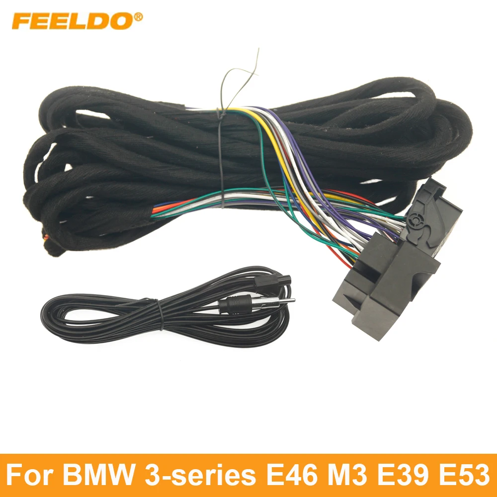 

FEELDO Car Radio Stereo Wiring Harness Adapter Plug For BMW 3-series E46 M3 E39 E53 Auto Audio Power Wire Aftermarket Installati