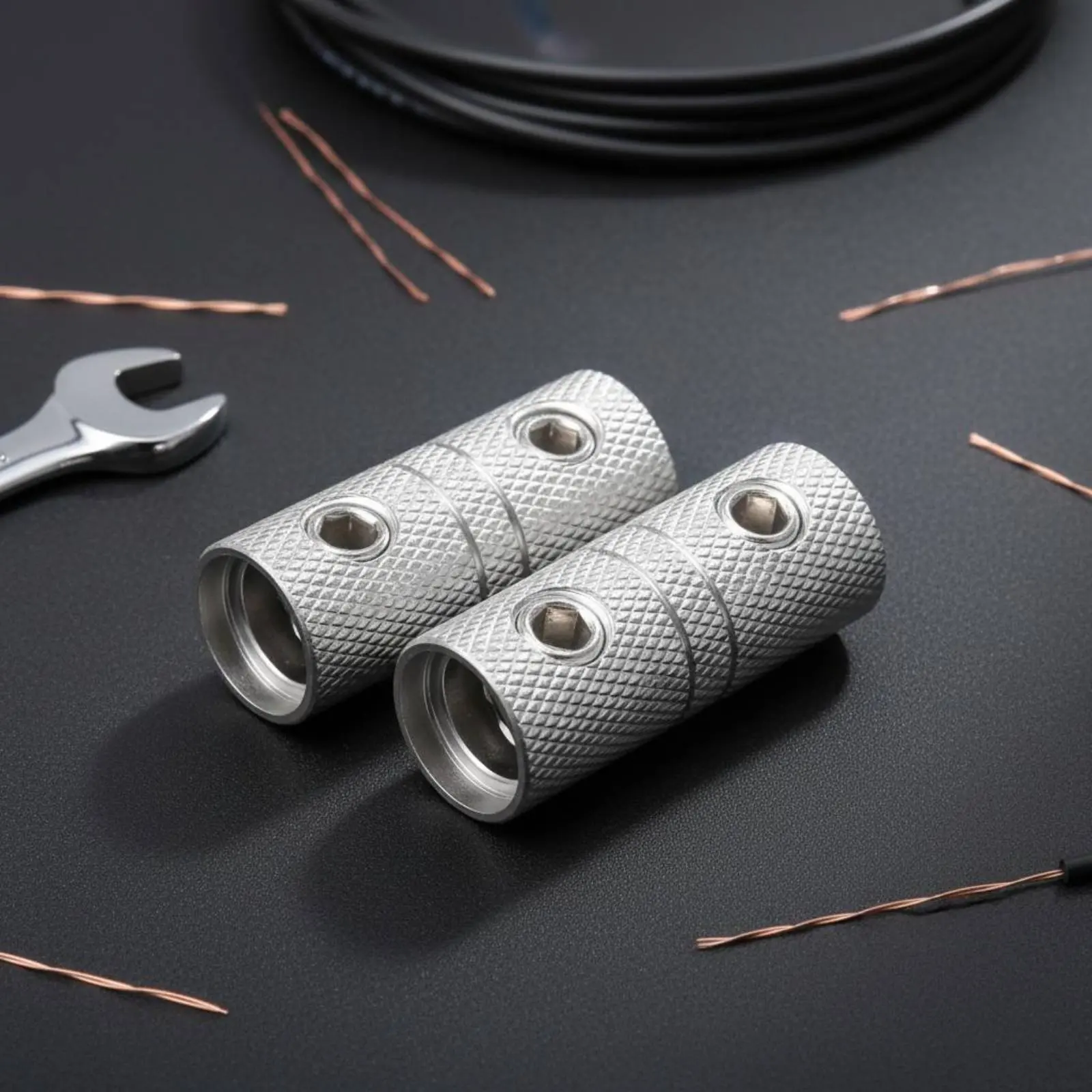 2 Pieces 4GA Audio Terminal Secure Connection Car Audio Terminal Connector Power Wire Butt Connector Set Screws Auto Accessory