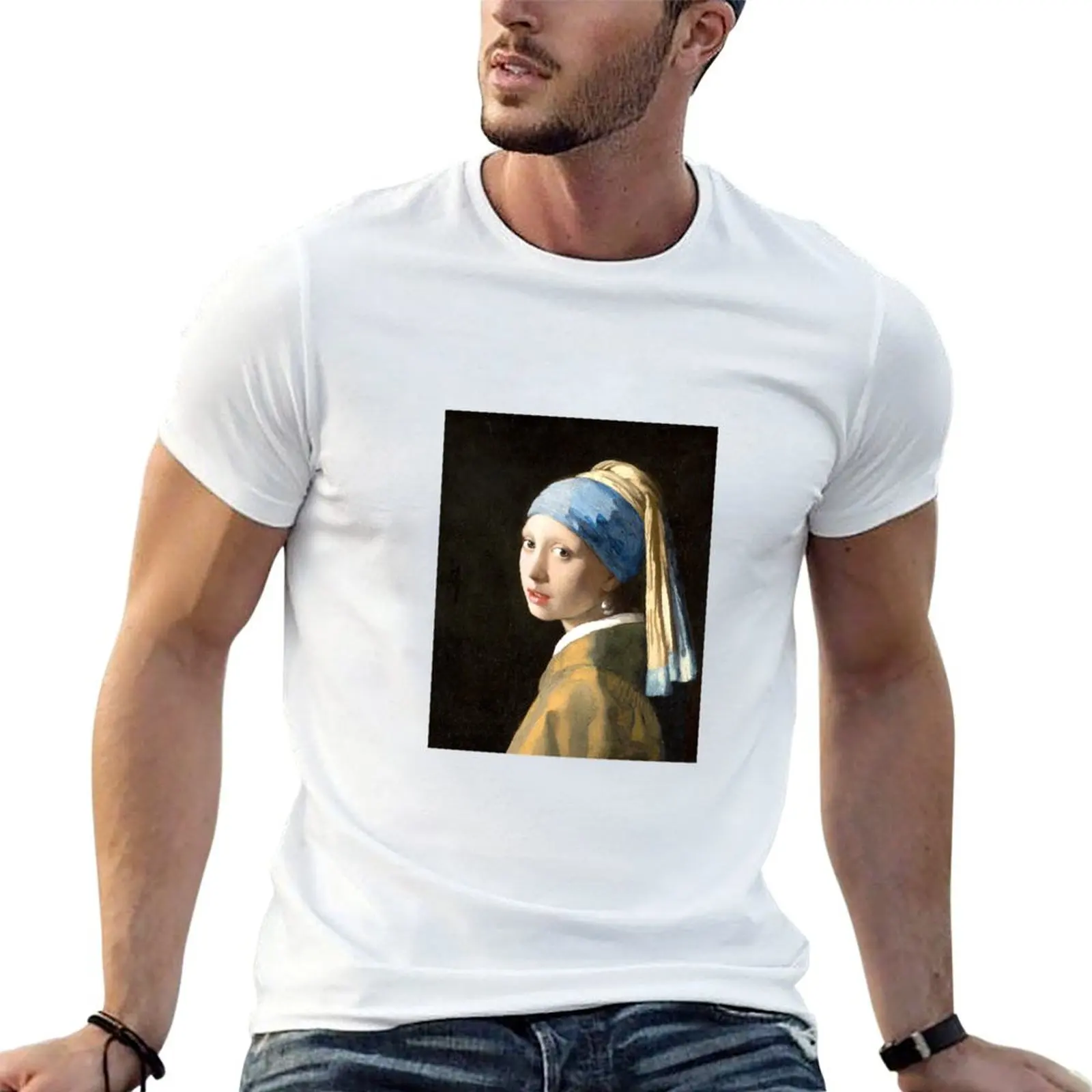Girl with a Pearl Earring by Johannes Vermeer Art Print T-Shirt Anti-Pilling Casual T-Shirt