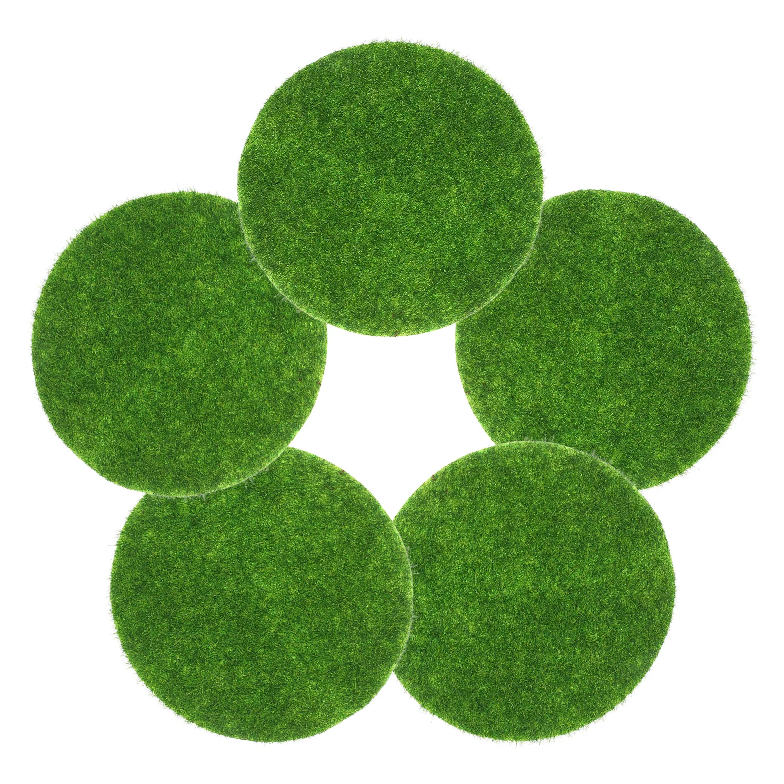 

5Pcs Artificial Moss Realistic Green Round Miniature Grass Mat for DIY Crafts Micro Landscape Garden Decoration