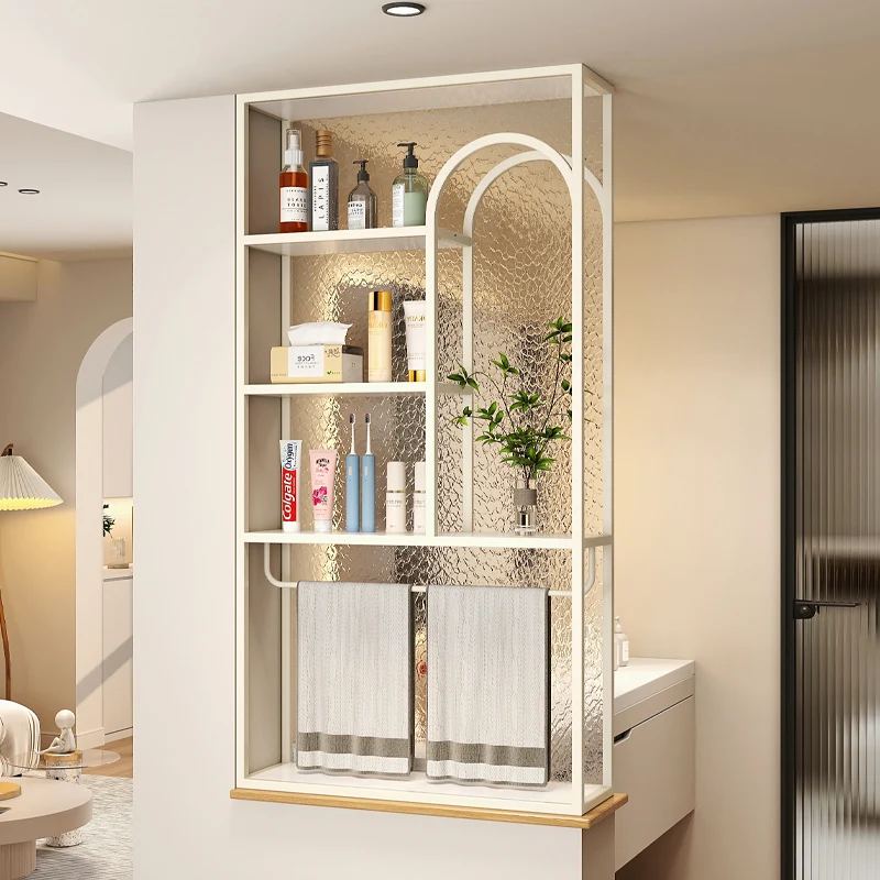 Bathroom Changhong glass half wall partition screen modern simple entrance living room washstand dry and wet area rack