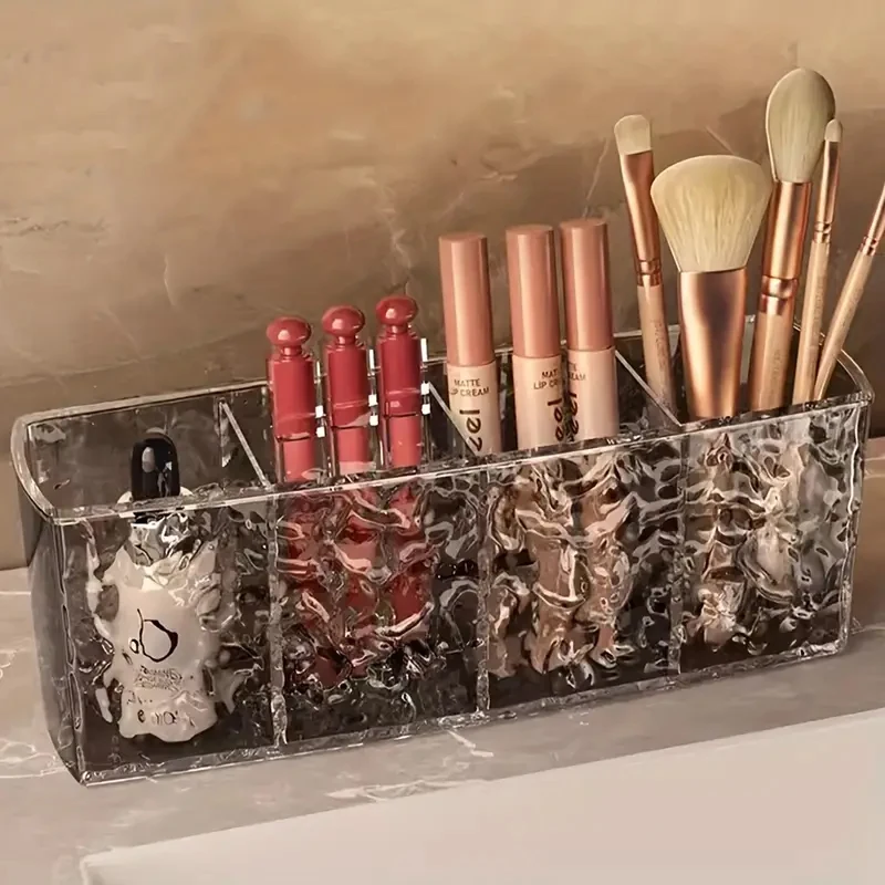 4 Holes Acrylic Cosmetic Makeup Storage Box Transparent Lipstick Brushes Eyebrow Pencil Organizer Large-Capacity Make Up Tools