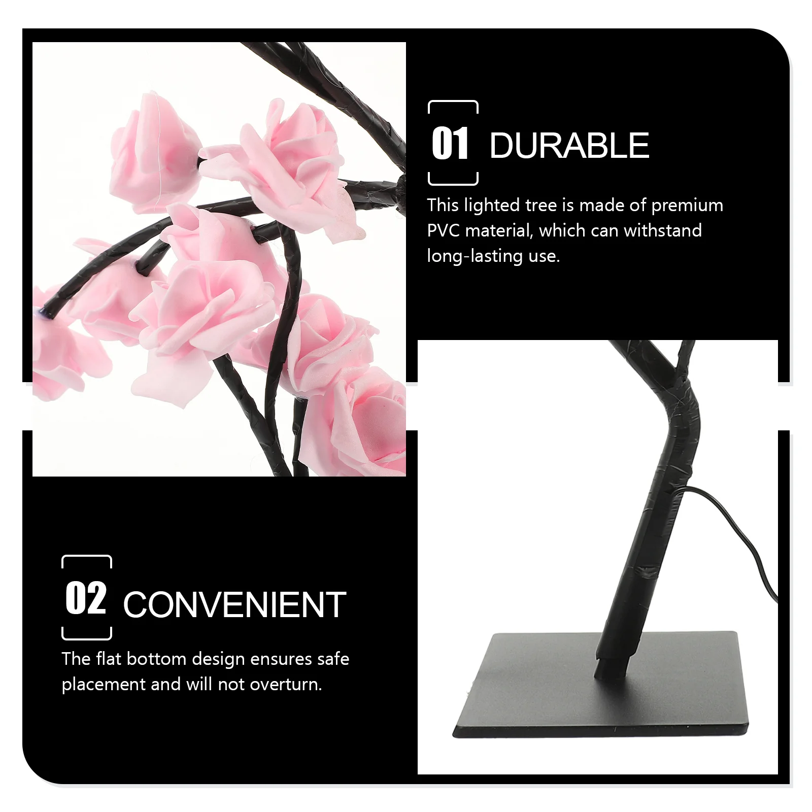 Lampe LED en forme d'arbre à roses, luminaire décoratif d'intérieur, idéal pour une bureau, une chambre à coucher ou une chambre à coucher, veilleuse pour femmes