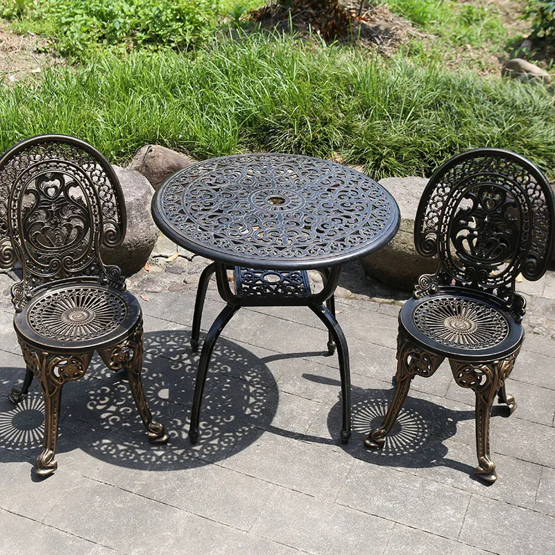 Outdoor Leisure Tables and Chairs Courtyard Community Villa Wrought Iron Cast Aluminum Three-piece Balcony Outdoor Terrace