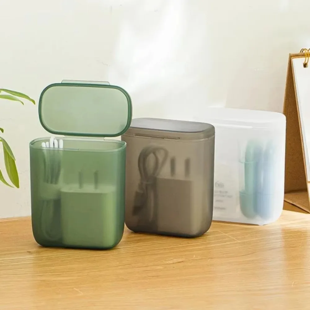 Portable Cable Storage Box Wound Headphone Cable Charger Storage Box Drawer Sorting Boxes with Cover Makeup Lipstick Holder Case image 2