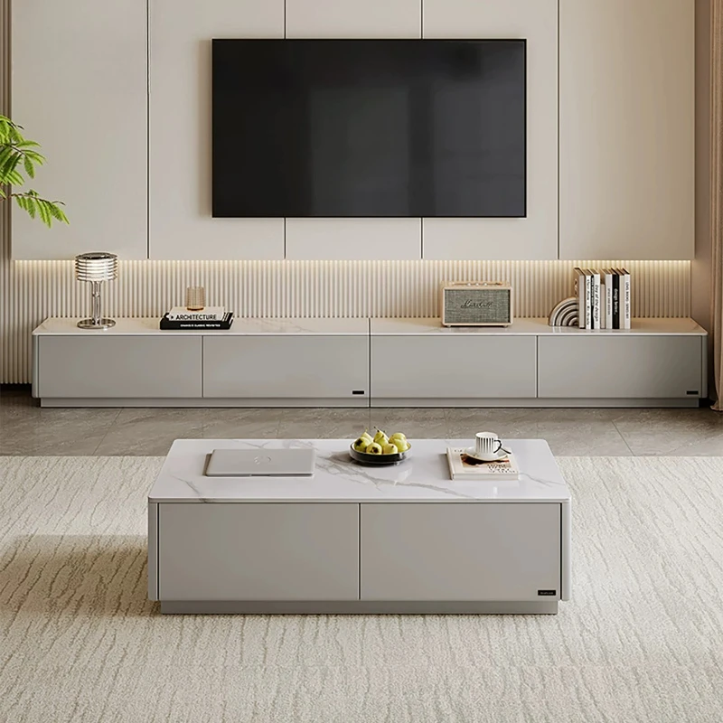 New Modern Simple Stands Living Room Tv Stand Coffee Table Household Rectangular Floor Storage Rock Panel TV Cabinet Furniture