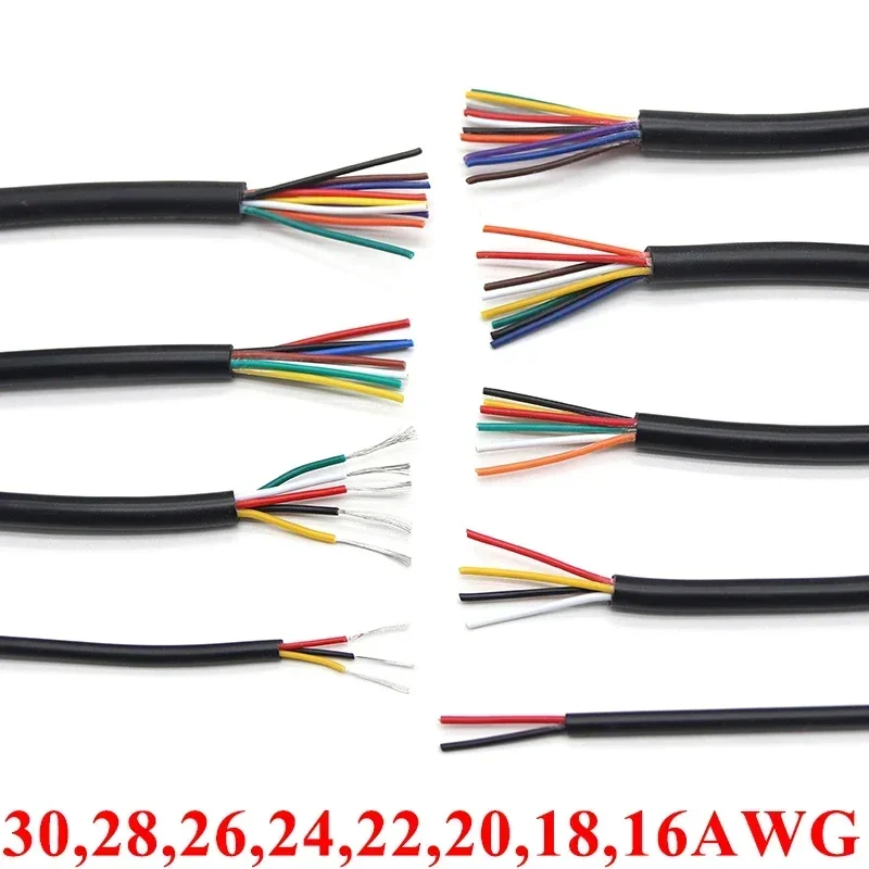 2/5/10M 28 26 24 22 20 18 16 AWG UL2464 Sheathed Wire Cable Copper Signal Cable 2 3 4 5 6 7 8 10 Core Soft Electronic Audio Wire