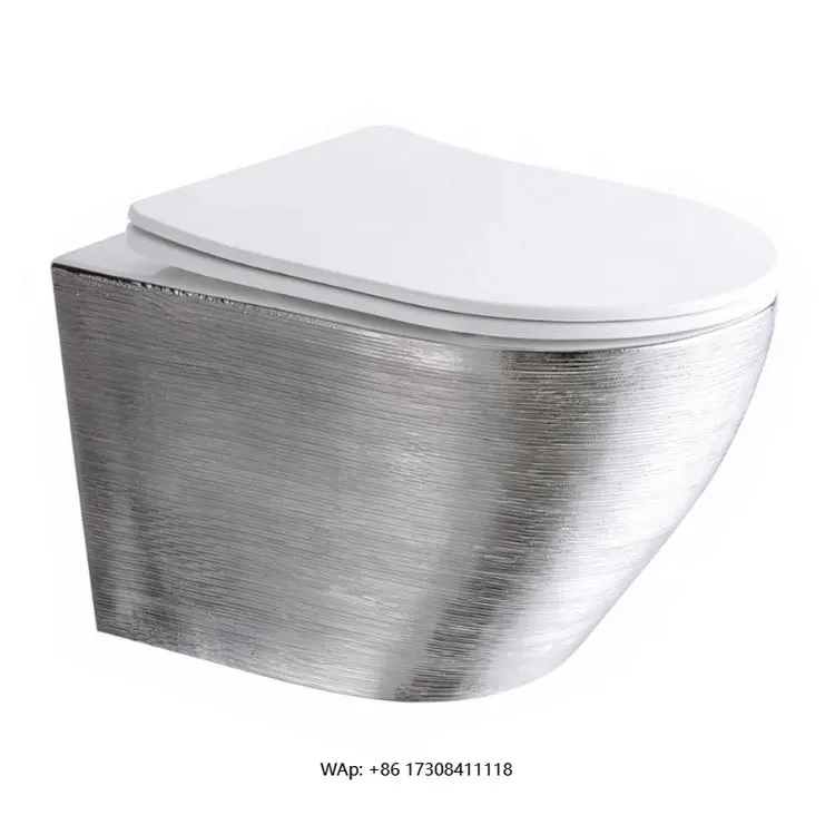 

Современный дизайн, керамический круглый серебряный настенный унитаз для ванной комнаты